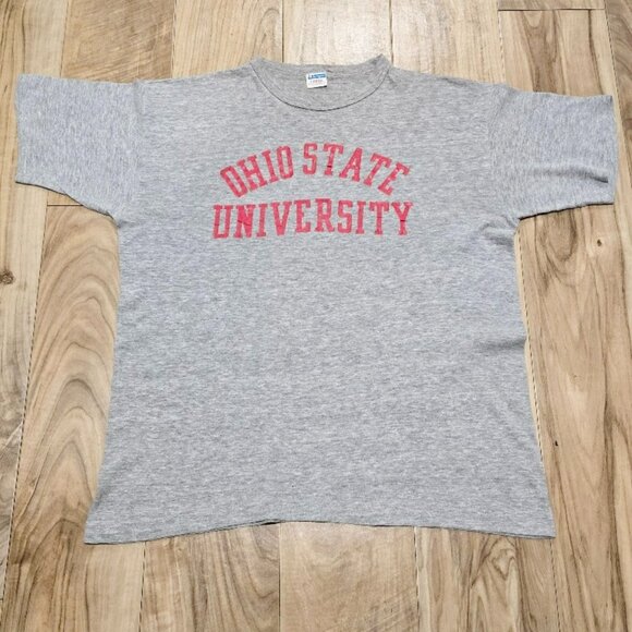 VTG 70s Champion Blue Bar Ohio State University T-Shirt L 65/35 Distressed Tee - Picture 5 of 8
